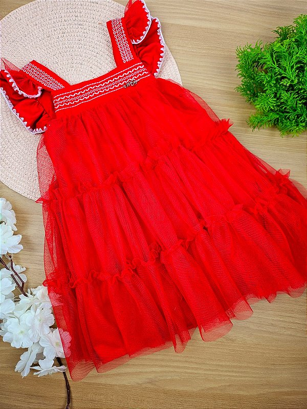 Vestido Verão Vermelho Natal Mon Sucré