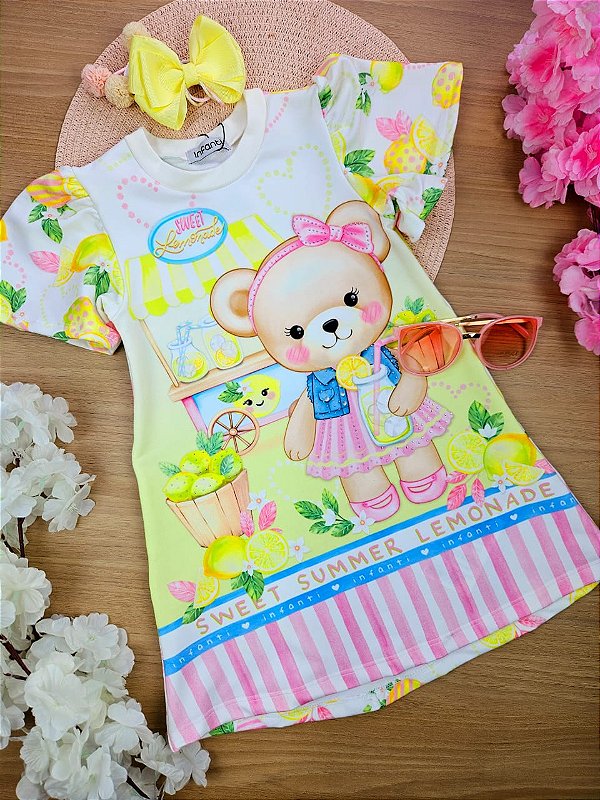 Vestido em Molecotton Ursinho Infanti