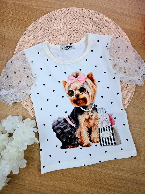 Blusa em Malha Power e Tule Cachorrinho Infanti
