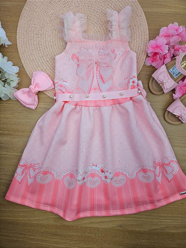 Vestido em Fly Tech e Tule Infanti