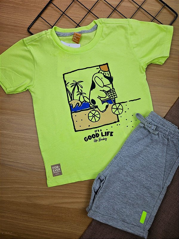 Conjunto Camiseta Malha e Bermuda Moletom Up Baby