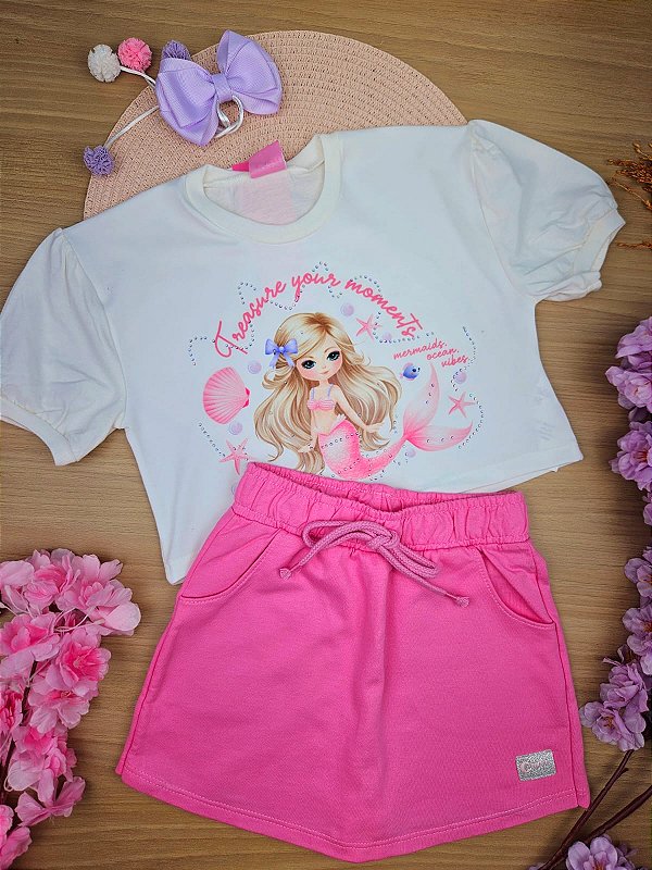 Conjunto Blusa Boxy e Short Saia Sereia Cinti