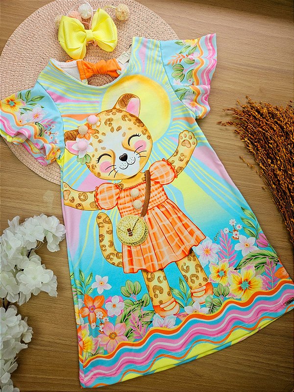 Vestido em Malha Fresh Oncinha Infanti