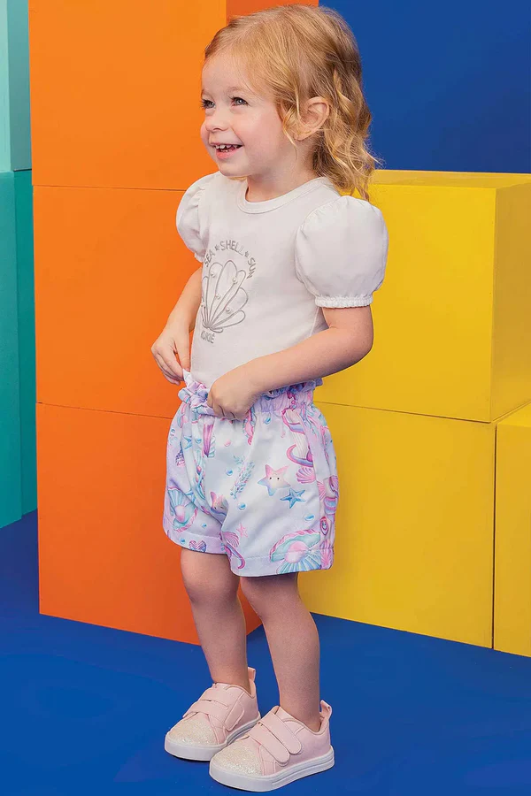 Conjunto de Body em Cotton e Shorts em Super Cetim Kukiê