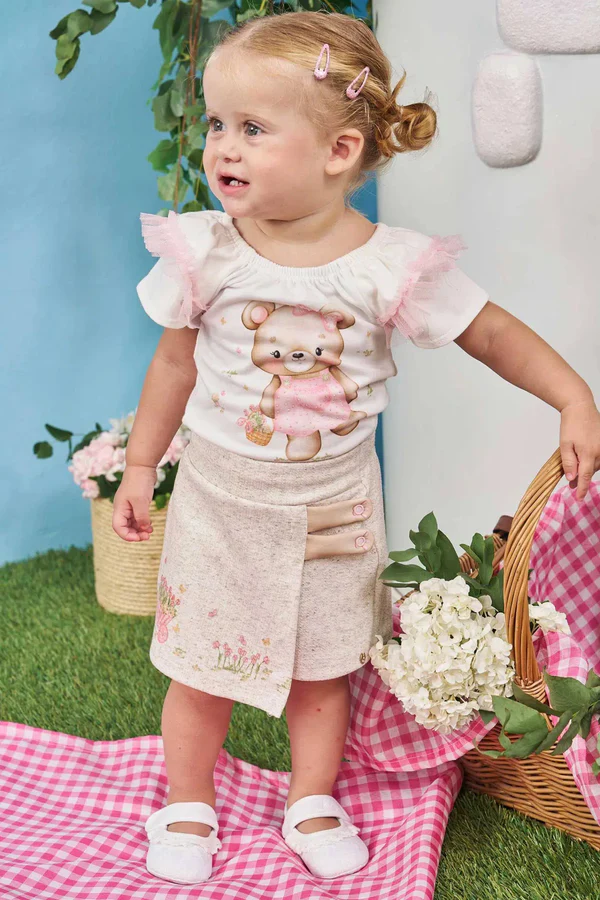 Conjunto de Body em Cotton com Short Saia em Jacquard Marina Infanti