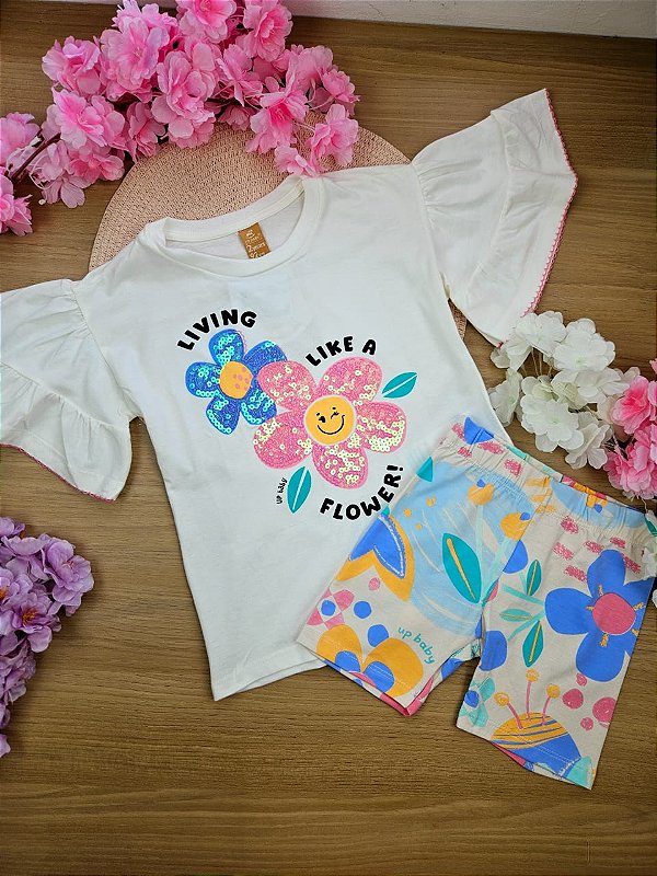 Conjunto Florzinha Blusa e Short Biker Up Baby