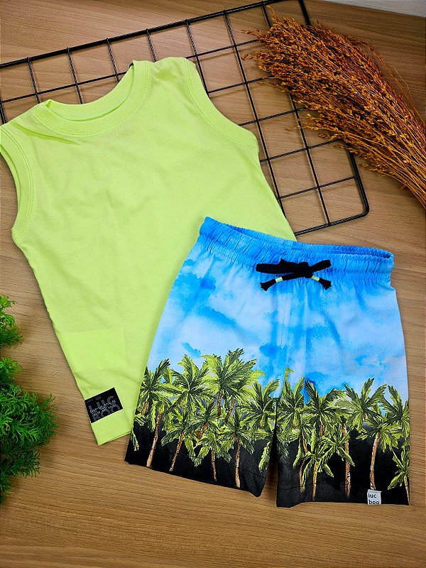 Conjunto de Regata em Meia Malha e Bermuda em Nylon Ergonomic com Elastano LucBoo