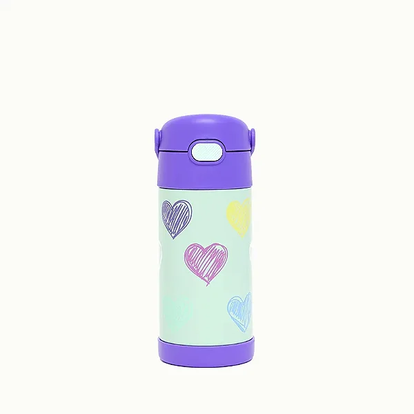 Garrafa Térmica Infantil Funtainer F410 Corações Coloridos Thermos - 355ml