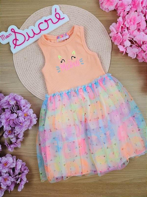 Vestido Verão Tule Gatinho Mon Sucré