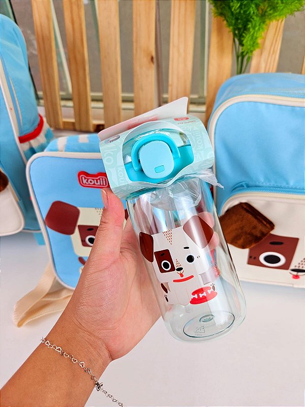Garrafinha com Canudo 460ML Kouii Cachorro Theo