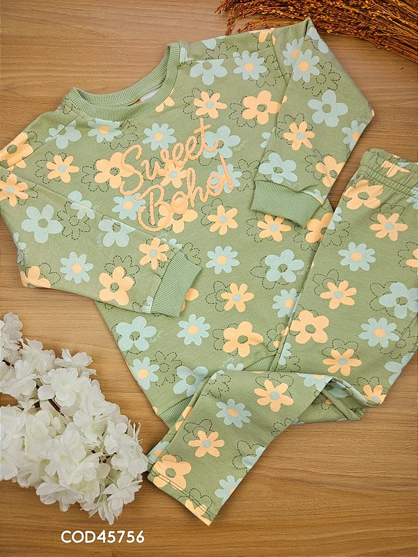 Conjunto Blusa e Legging em Molecotton Floral Up Baby