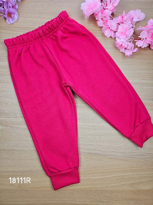 Calça em Moletom sem Felpa Rosa Bee Loop