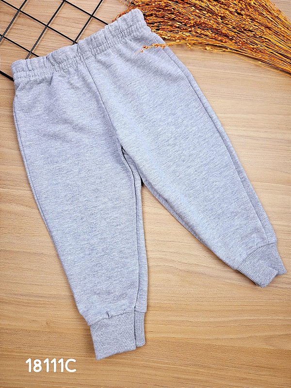 Calça em Moletom sem Felpa Cinza Bee Loop