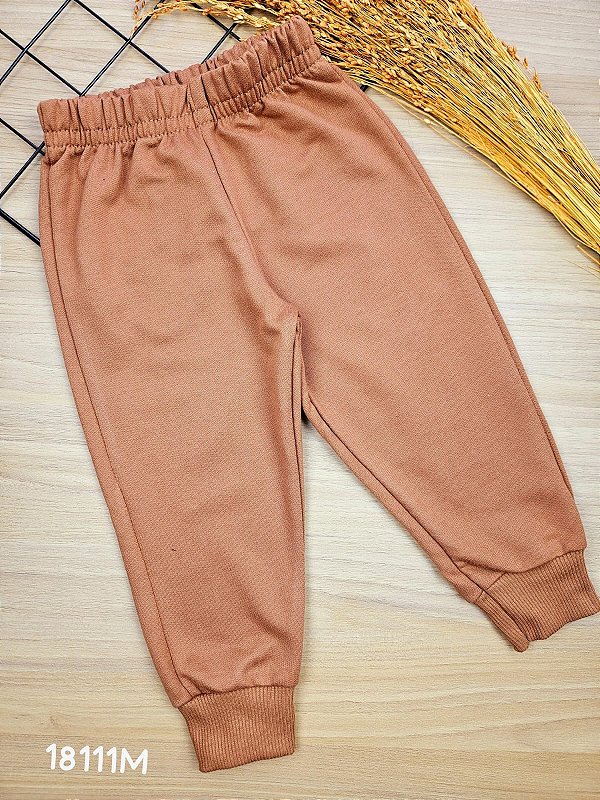 Calça em Moletom sem Felpa Marrom Bee Loop