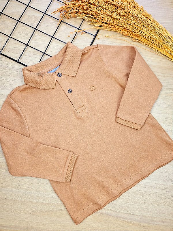 Camisa Polo em Algodão Marrom Up Baby