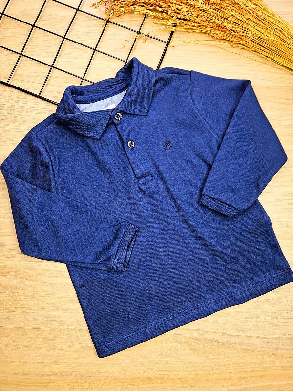 Camisa Polo em Algodão Azul Marinho Up Baby