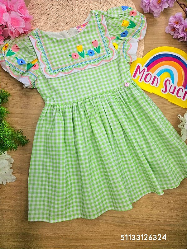 Vestido Festa em Tricoline 100% Algodão Picnic Mon Sucré