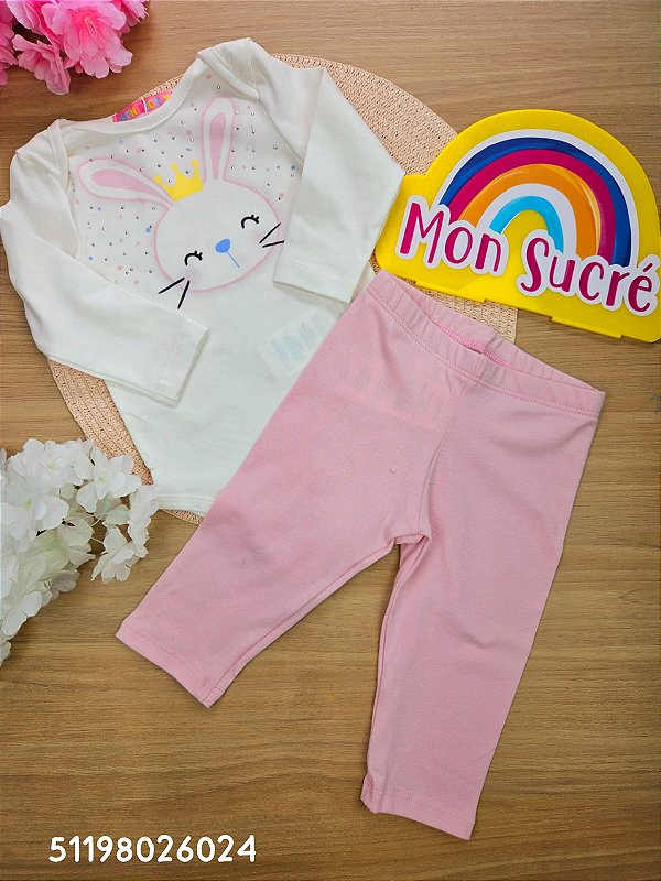 Conjunto Body e Calça em Algodão Coelhinha Mon Sucré