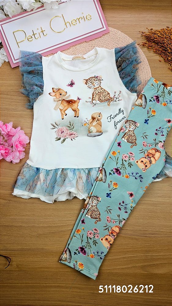 Conjunto em Molecotton Floresta Dolce Giardino Petit Cherie