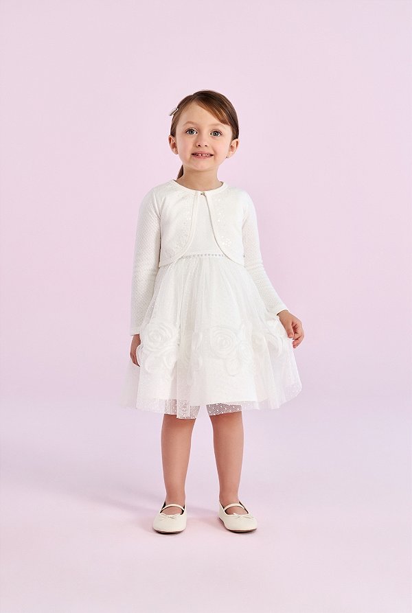 Bolero Off White Paetê Petit Cherie