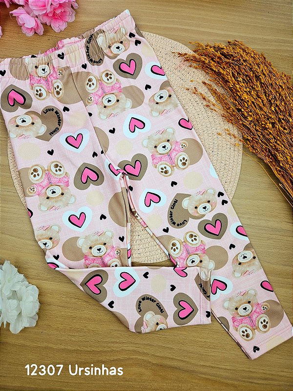 Calça Legging em Suplex Power Flanelado Ursinhas Cinti