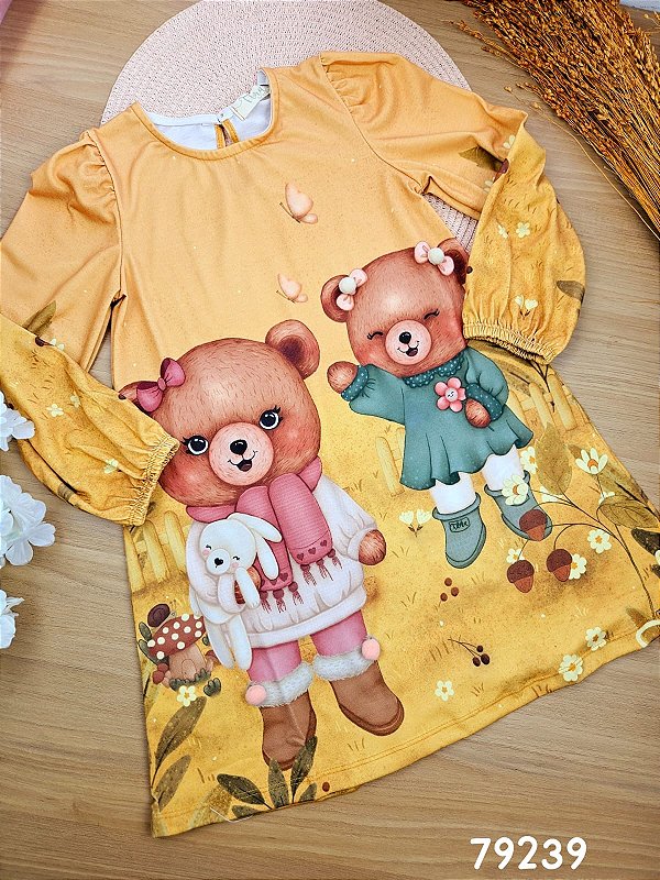 Vestido em Malha Fresh Ursinhas Infanti