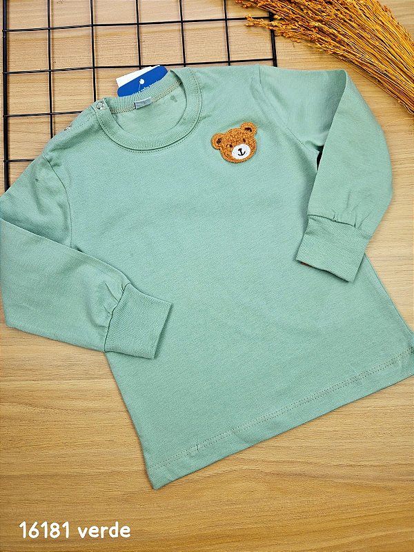 Camiseta Manga Longa Bear Verde Divertto