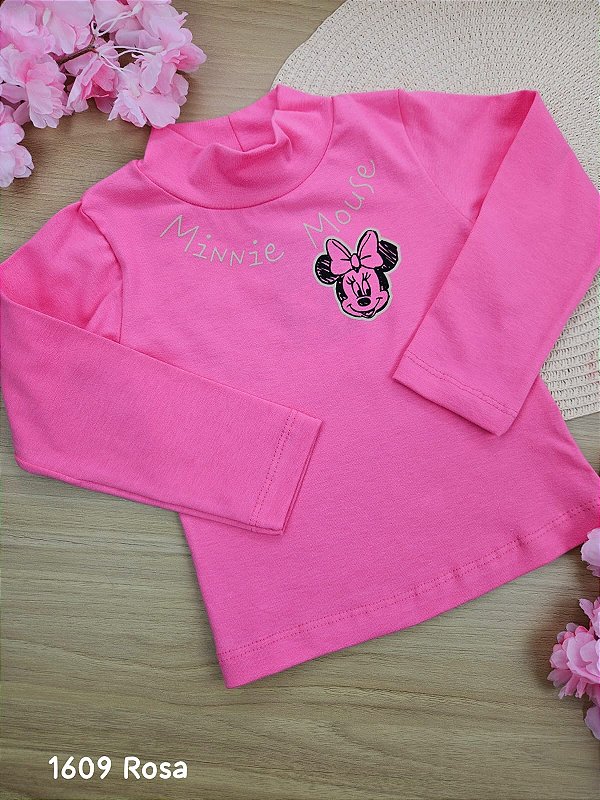 Blusa Manga Longa em Cotton Minnie Rosa Fakini