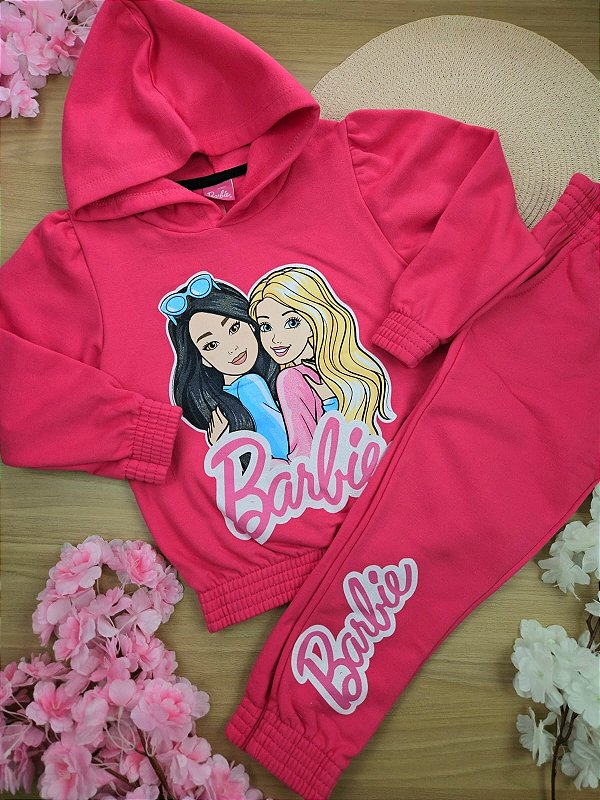Conjunto Blusão e Calça em Moletom Peluciado Barbie Fakini