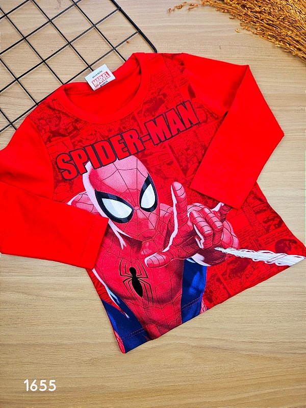 Camiseta Manga Longa Homem Aranha Baby Fakini