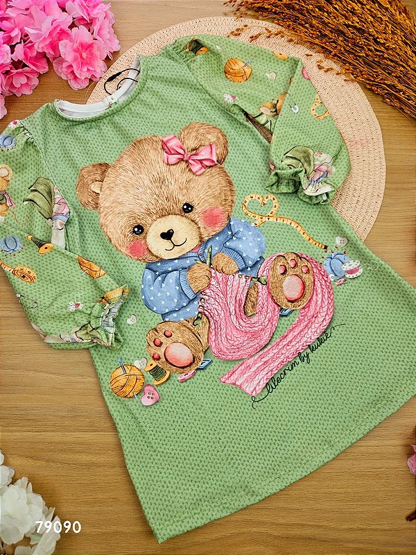 Vestido em Malha Fresh Ursinha Kukiê
