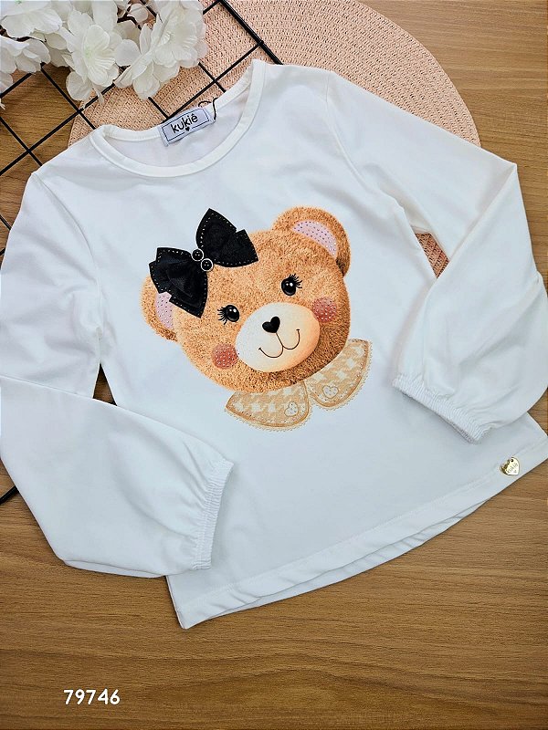 Blusa em Malha Comfy Ursinha Kukiê