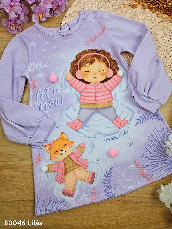 Vestido em Cotton Lilas Kukiê
