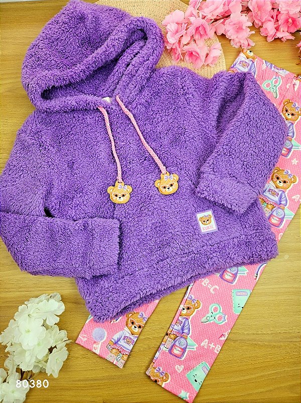 Conjunto de Blusão em Pelo Carneirinho e Legging em Termoskin Térmica Kukiê