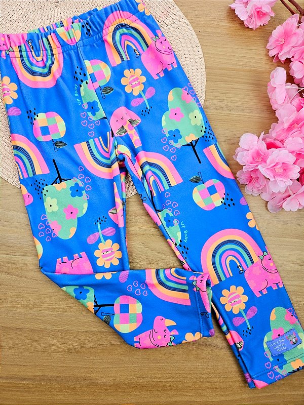 Calça Legging em Malha Confy Térmica Peluciada Arco-íris Up Baby