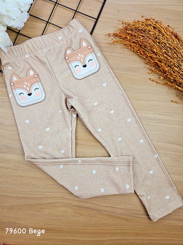 Legging em Termoskin Térmica Peluciada Raposinha Infanti