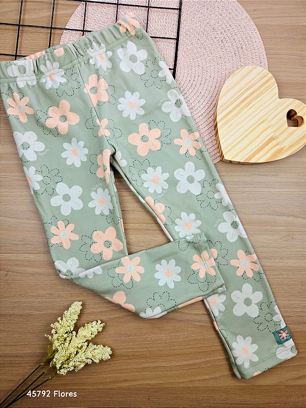 Calça Legging em Malha Confy Térmica Peluciada Verde Up Baby