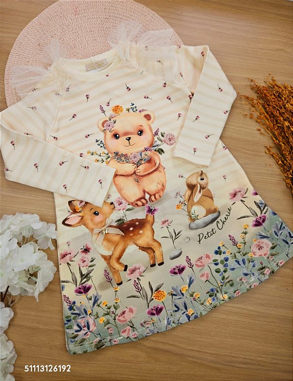 Vestido em Molecotton Floresta Encanto Petit Cherie
