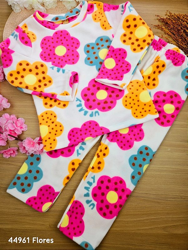 Pijama em Soft Térmico Peluciado Flores Up Baby