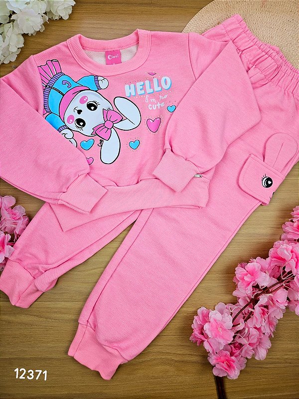 Conjunto Blusa e Calça em Moletom Coelhinho Cinti