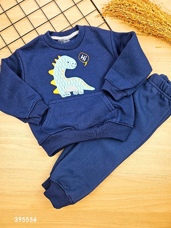 Conjunto em Moletom Dino Cute Vrasalon