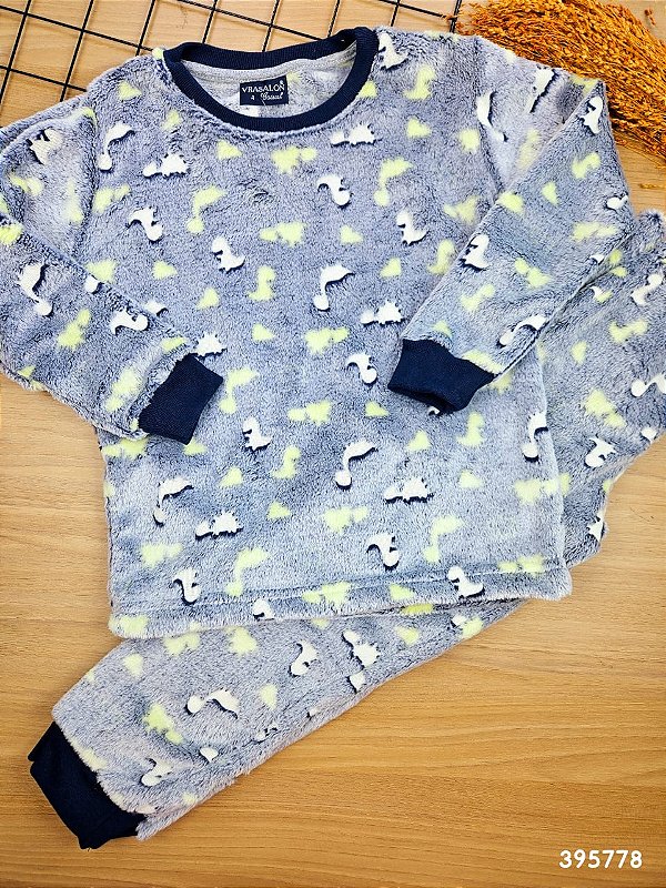 Pijama em Fleece Dino Brilha no Escuro Vrasalon