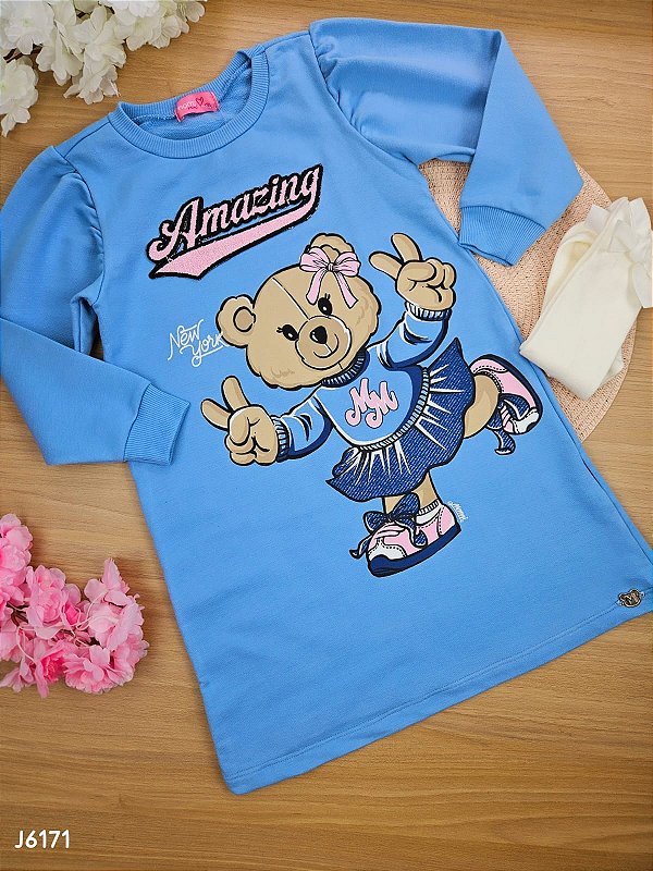 Vestido em Moletom Amazing Bear Inverno Momi