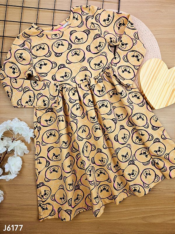 Vestido em Molecotton Ursinhos Momi