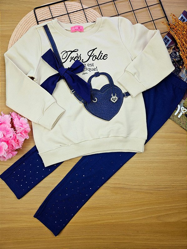 Conjunto Blusa em Moletom e Calça Legging Momi