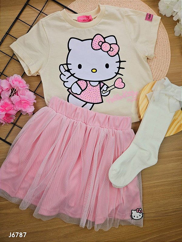 Conjunto Blusa e Saia Hello Kitty Momi