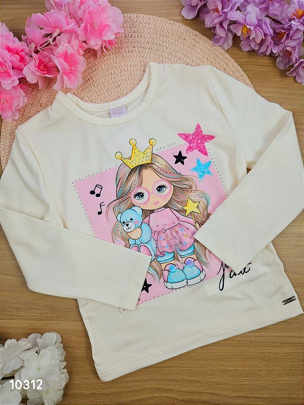 Blusa Manga Longa Inverno Off White Princess Cinti