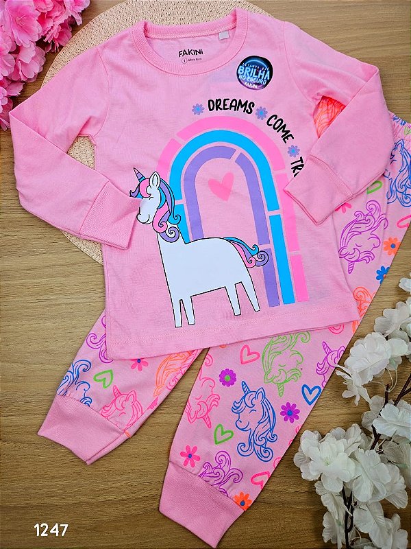 Pijama Unicórnio Brilha no Escuro Fakini