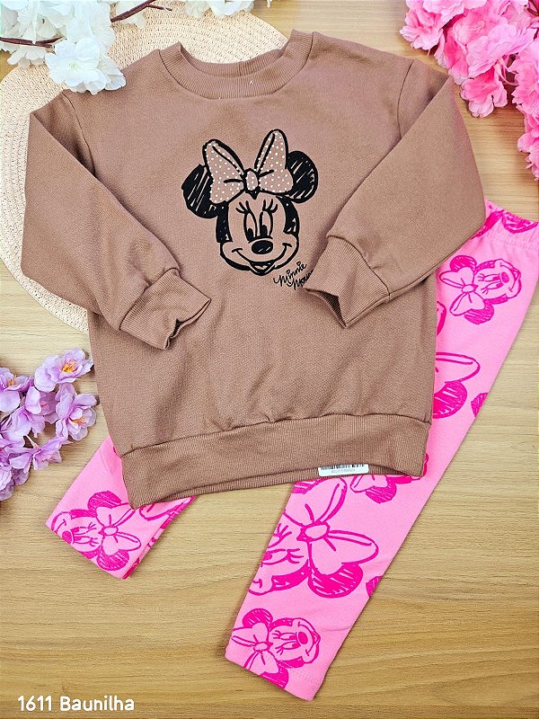 Conjunto Blusão e Calça Legging Peluciada Minnie Fakini
