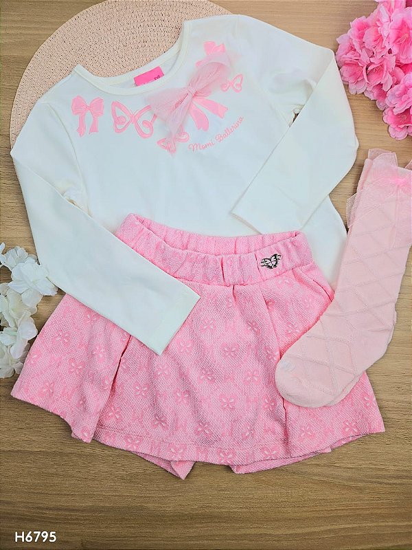 Conjunto Blusa Manga Longa e Saia com Short Saia Princess Momi